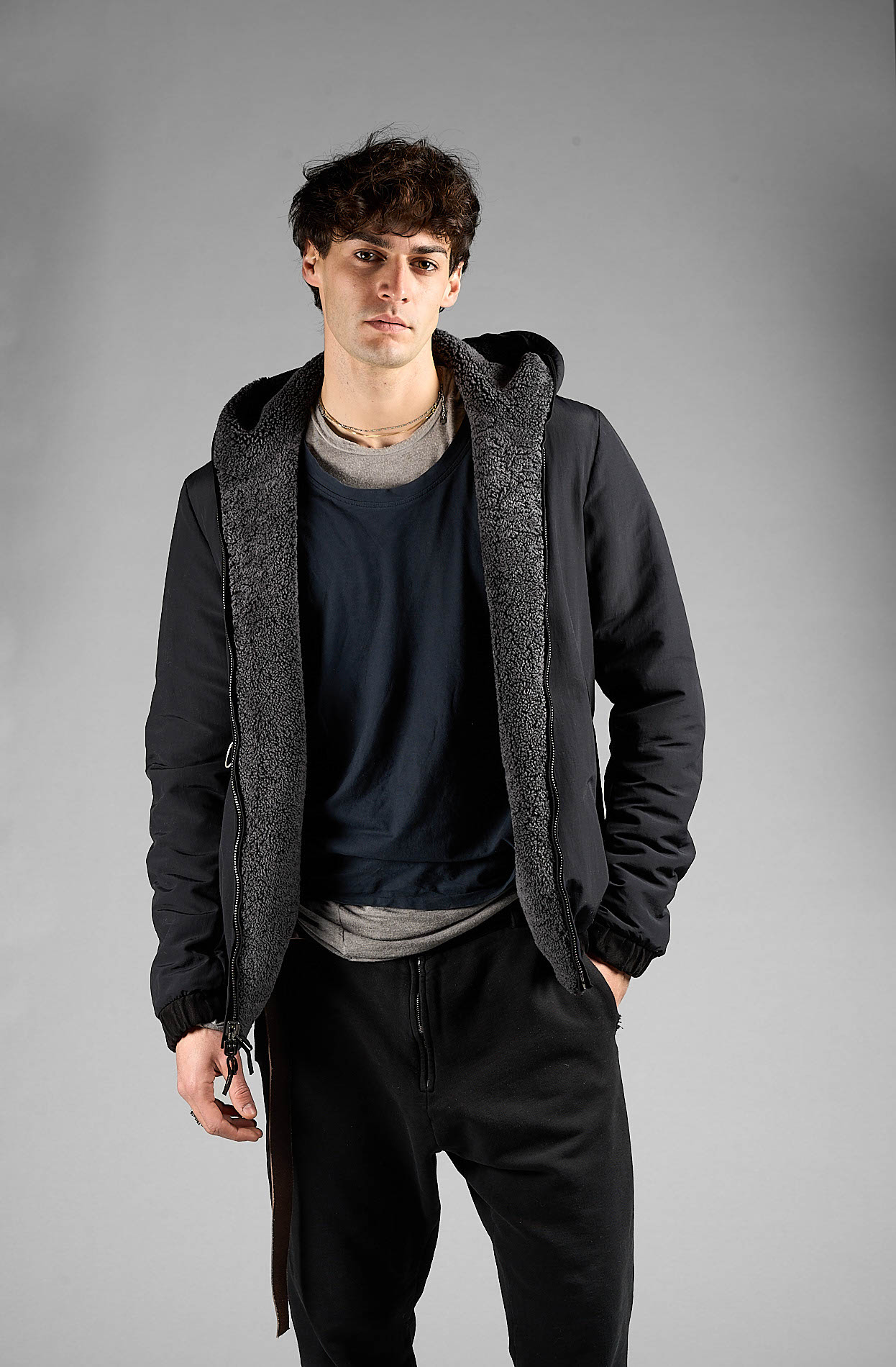 DANIELE BASTA LEATHER AND SILVER JACKET